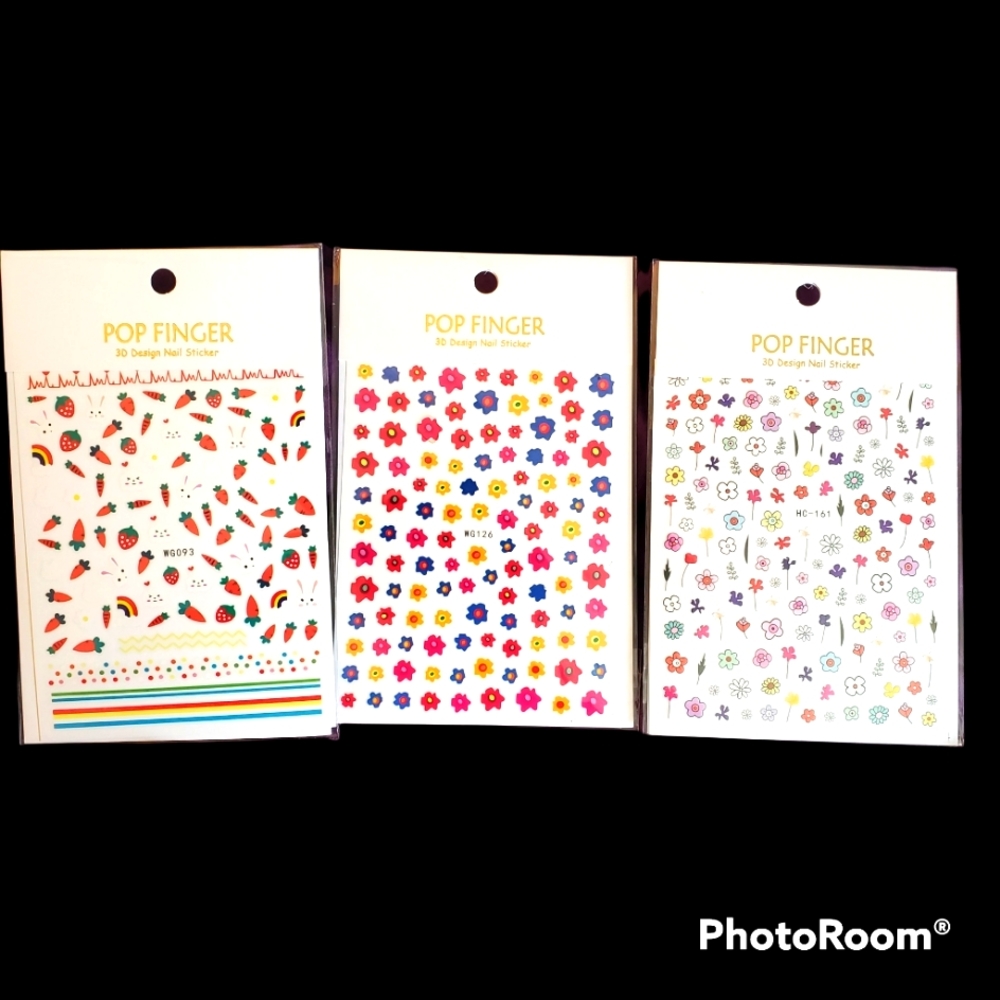 14 Pop Finger Nail Decal Stickers